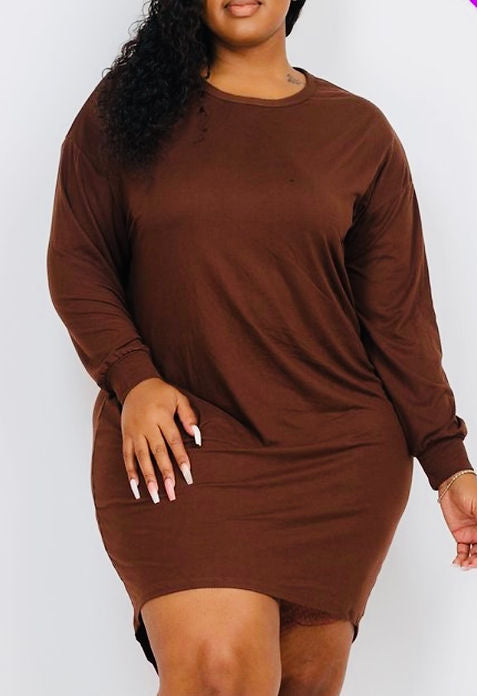 Chocolate Hi Lo Plus Shirt Dress